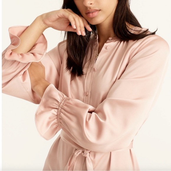 Drapey shirtdress in satin-back crepe ✨ - Picture 2 of 12